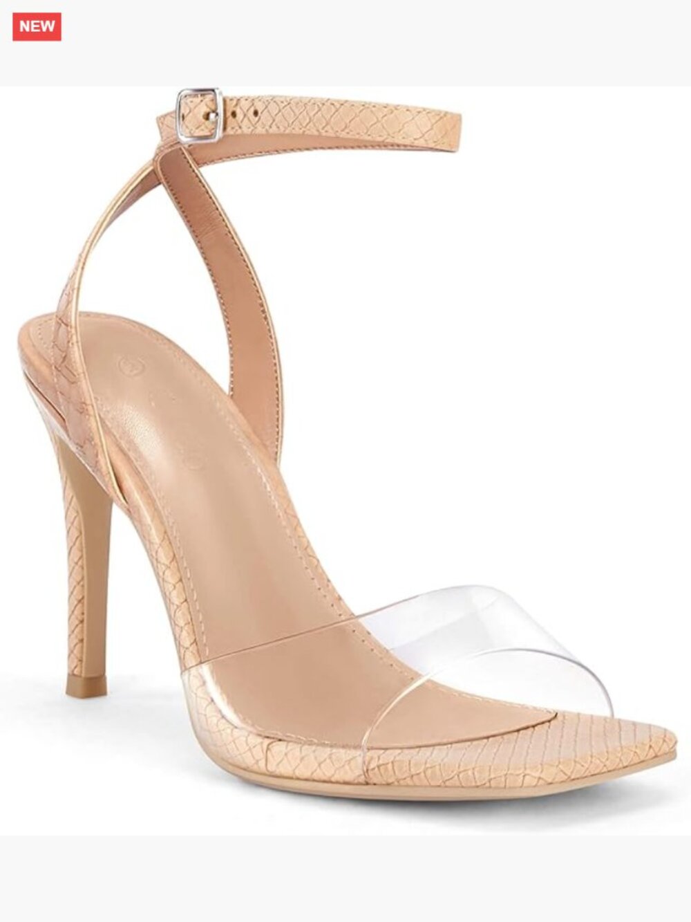 Clear Heels Sandals Square Toe Ankle Strap Stiletto Dress Shoes